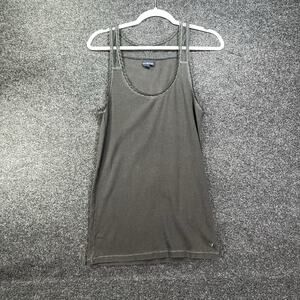 American Eagle Womens Lace Trim Cami XL Gray Fitted Ribbed Elena Gilbert Y2K